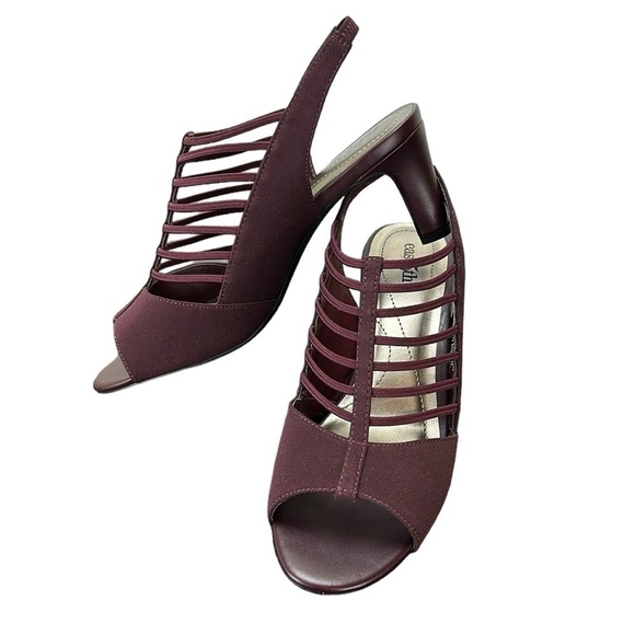 East 5th Neville Burgundy Strappy Heeled Sandals Size 6M Slingback - Picture 1 of 11